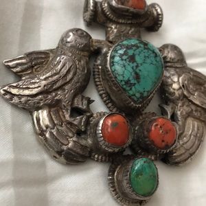 Folk art reversible bird pendent